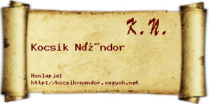 Kocsik Nándor névjegykártya